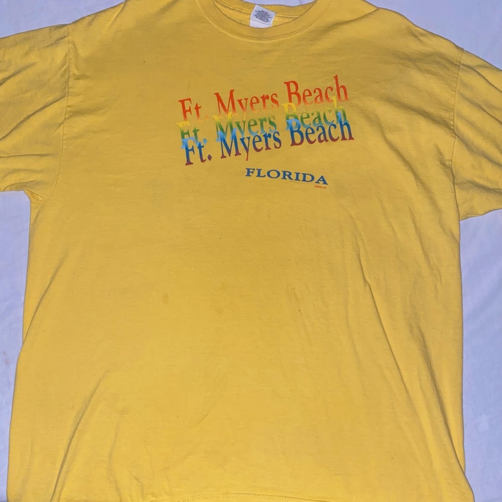 Yellow Ft. Myers Beach Florida on a Gildan tee size XL